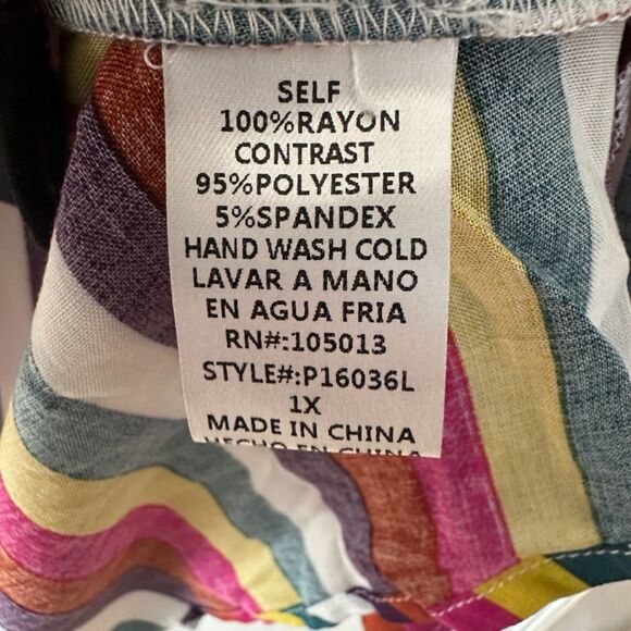 Andree By Unit Multicolor Stripes Embroidered Soft Flowy Cactus Floral Plus 1X - Picture 6 of 9